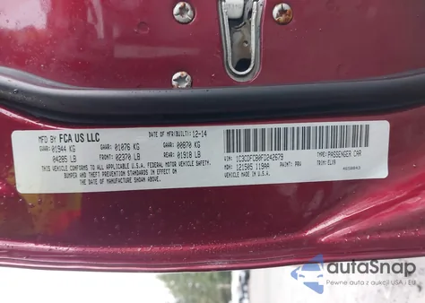 2015 Dodge Dart Limited z USA, uszkodzony, nr VIN 1C3CDFCB0FD242679